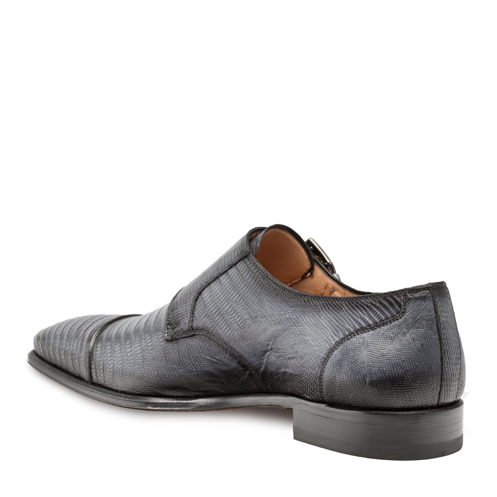 Mens Mezlan Argentum Lizard Double Monk Strap in Grey - 8