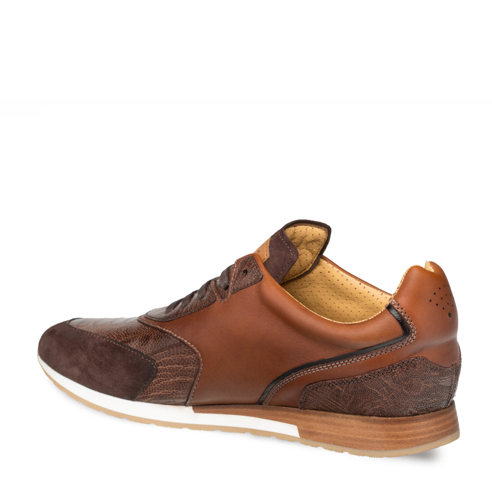 Mens Mezlan Chiron Ostrich & Calf Sneaker in Brown - 8