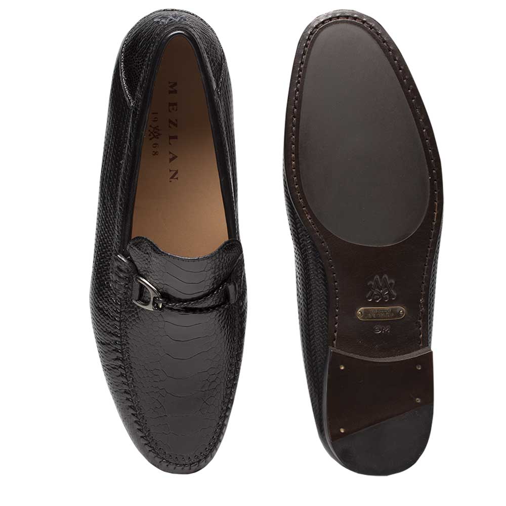 Mens Mezlan Vesta Ostrich Paw Dress Shoe Loafer in Black - 8