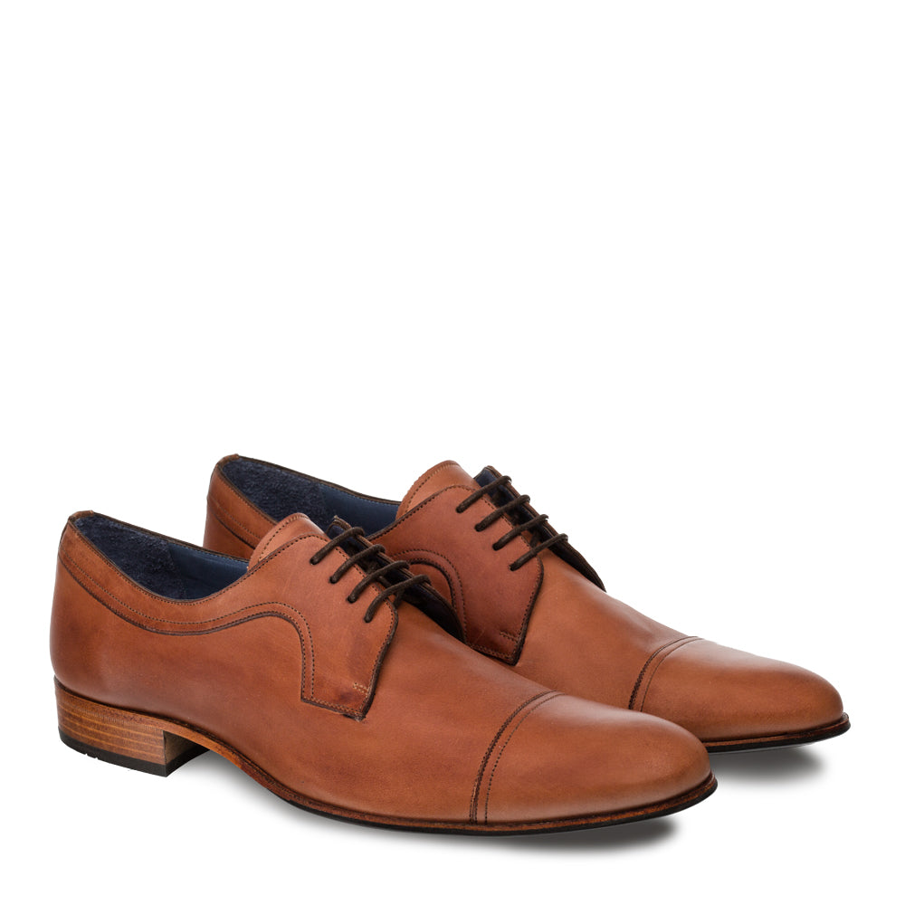 Mens Mezlan Homar Calfskin Cap Toe Dress Shoe in Tan - 7