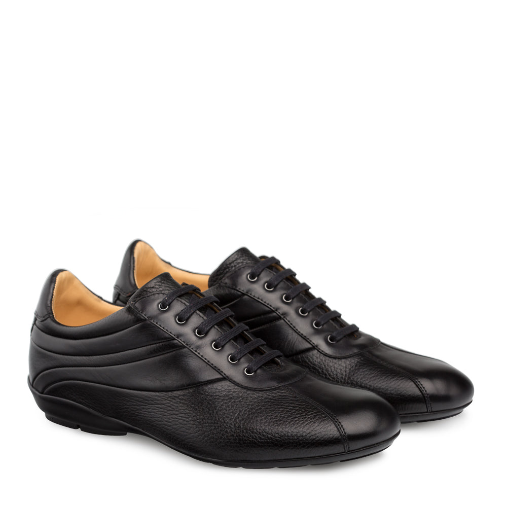 Mens Mezlan Luka Calf & Deerskin Sneaker in Black - 8