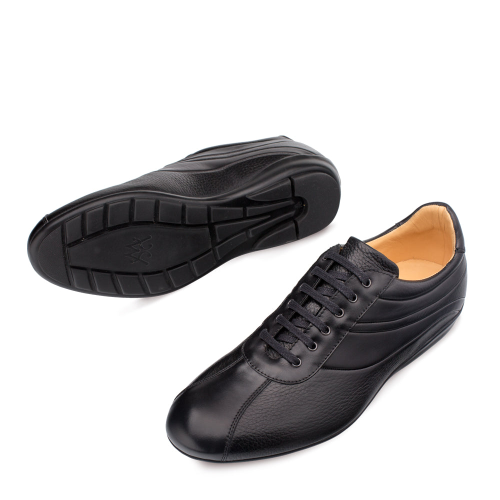 Mens Mezlan Luka Calf & Deerskin Sneaker in Black - 8