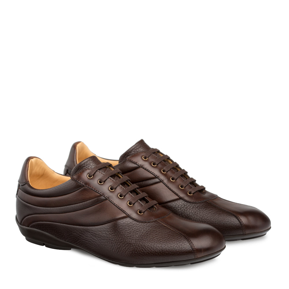 Mens Mezlan Luka Calf & Deerskin Sneaker in Brown - 8