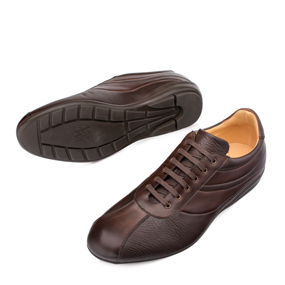 Mens Mezlan Luka Calf & Deerskin Sneaker in Brown - 8