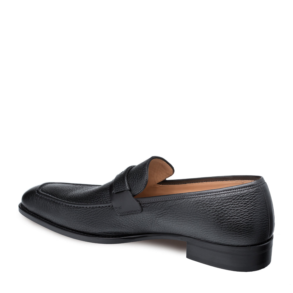 Mens Mezlan Elche Calf & Deer Penny Loafer Dress Shoe in Black - 7