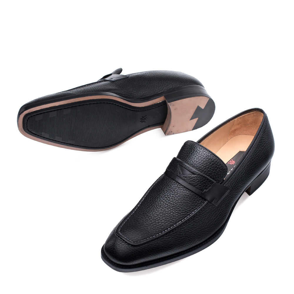 Mens Mezlan Elche Calf & Deer Penny Loafer Dress Shoe in Black - 7