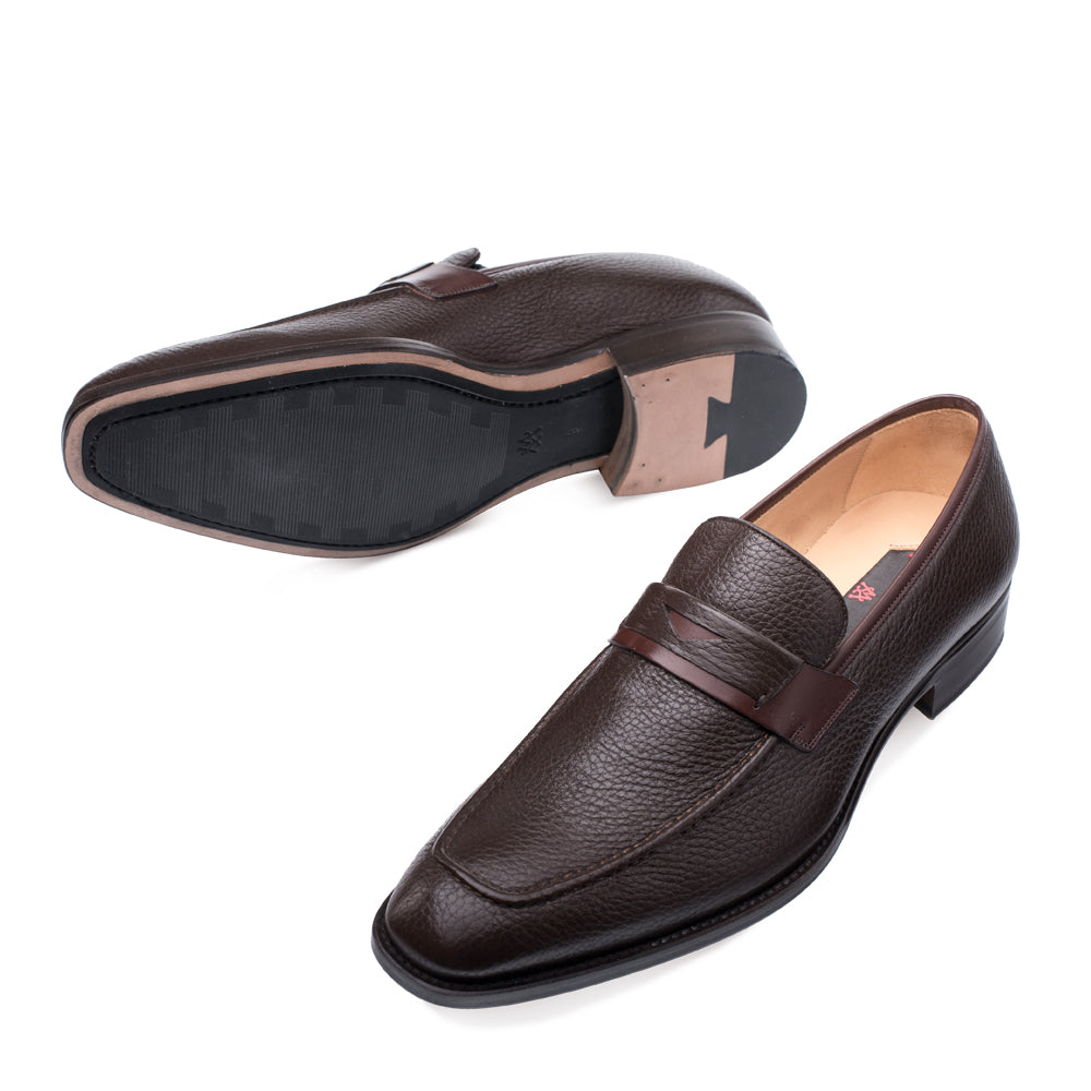 Mens Mezlan Elche Calf & Deer Penny Loafer Dress Shoe in Brown - 7