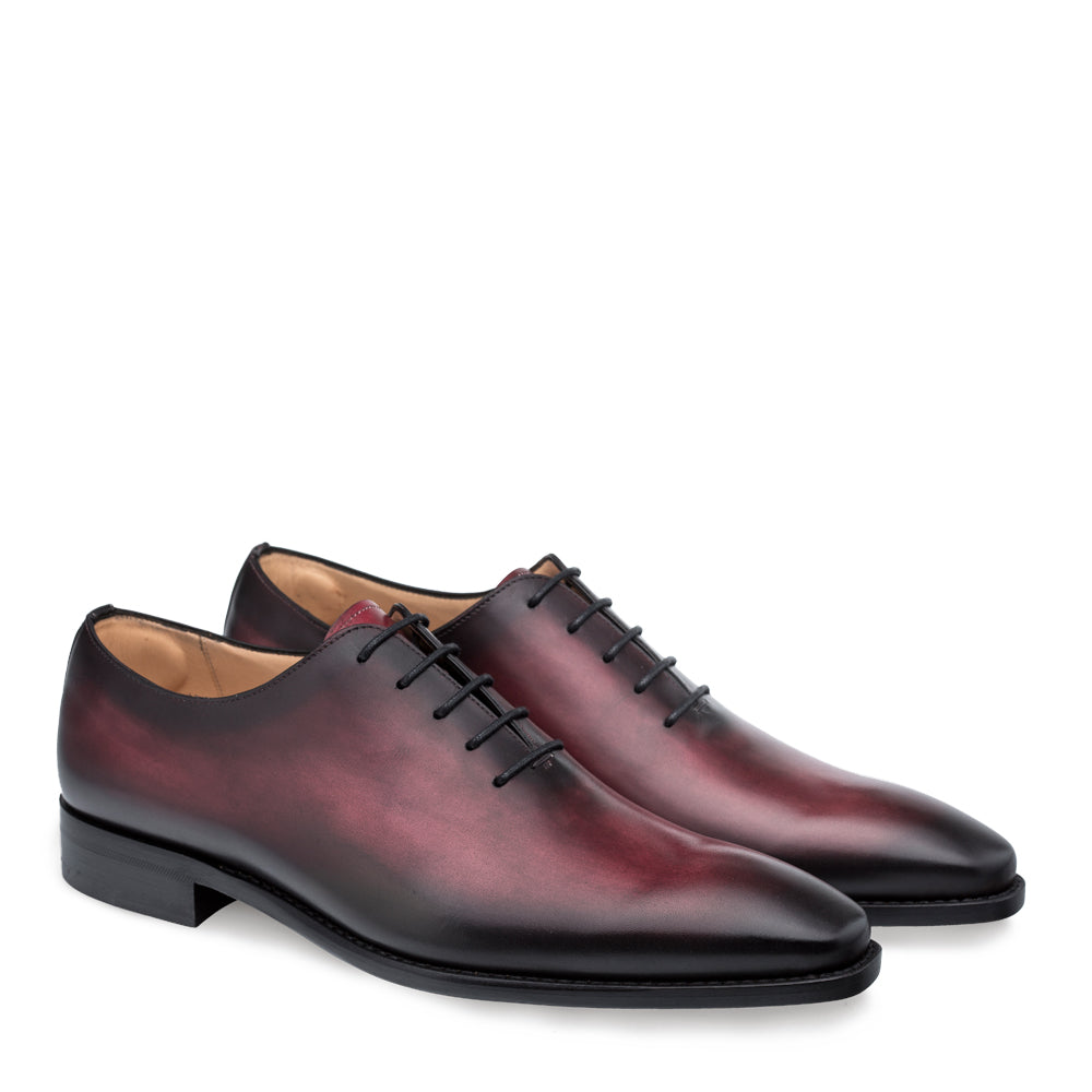 Mens Mezlan Pamplona Calfskin Plain Toe Dress Shoe in Burgundy - 8