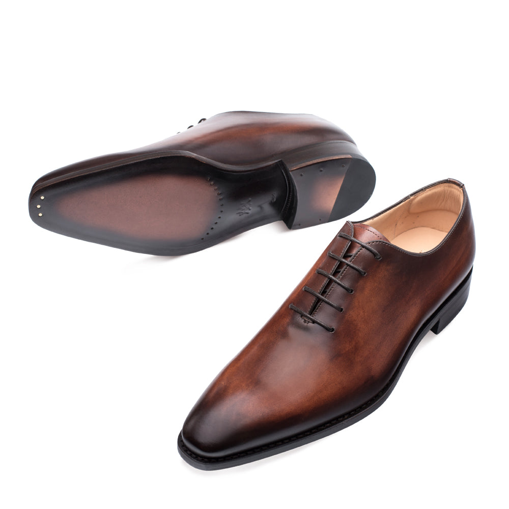 Mens Mezlan Pamplona Calfskin Plain Toe Dress Shoe in Cognac - 8