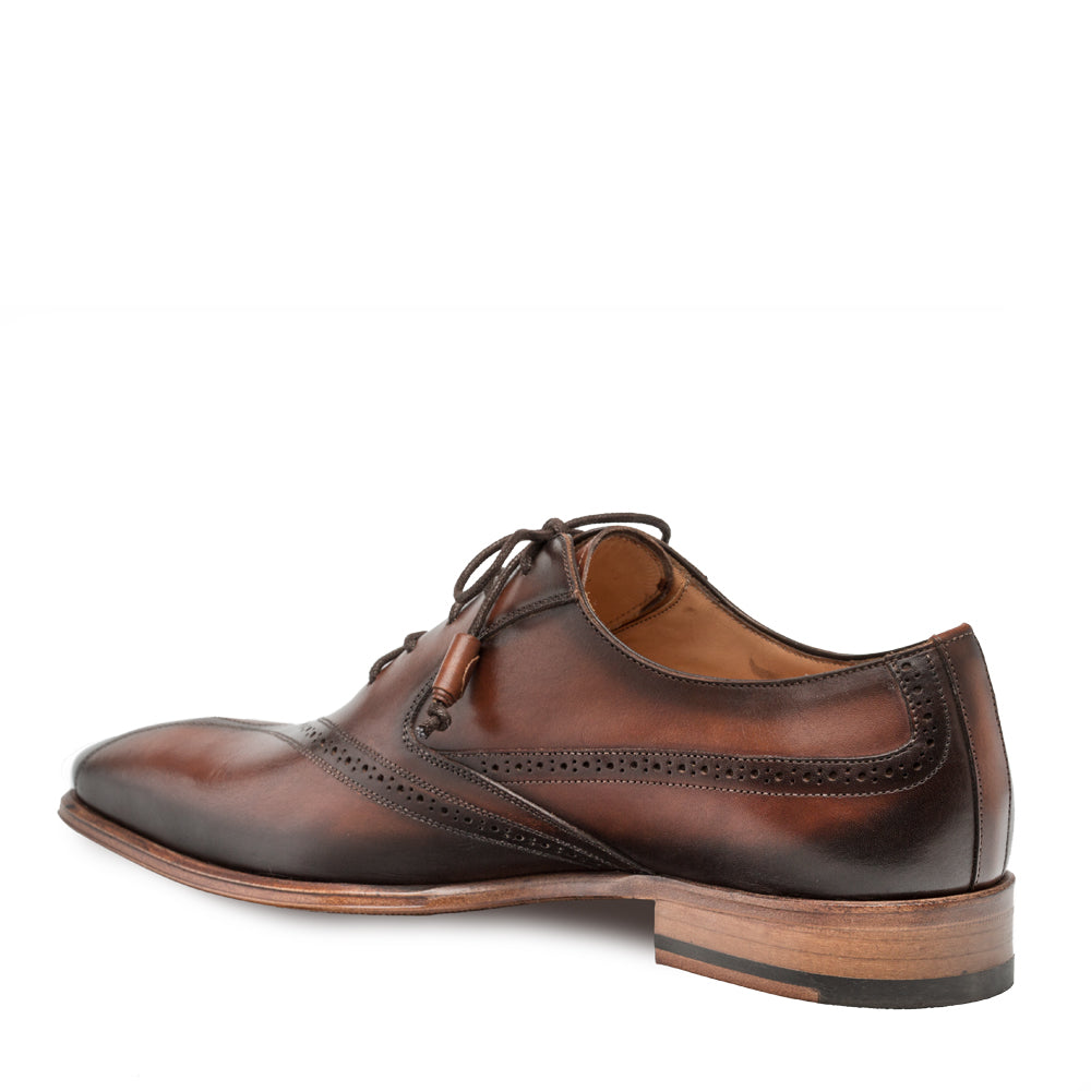 Mens Mezlan Calfskin Bicycle Toe Oxford Dress Shoe in Cognac - 8