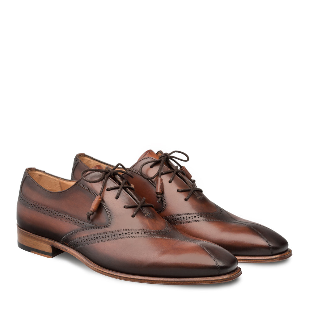 Mens Mezlan Calfskin Bicycle Toe Oxford Dress Shoe in Cognac - 8