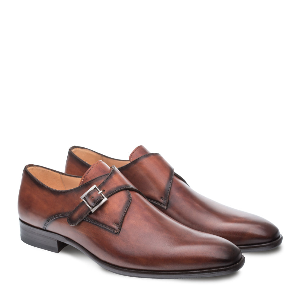 Mens Mezlan Travis Calfskin Monkstrap Dress Shoe in Cognac - 7