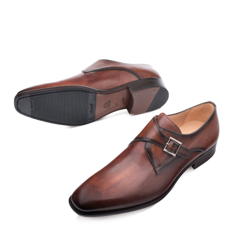 Mens Mezlan Travis Calfskin Monkstrap Dress Shoe in Cognac - 7