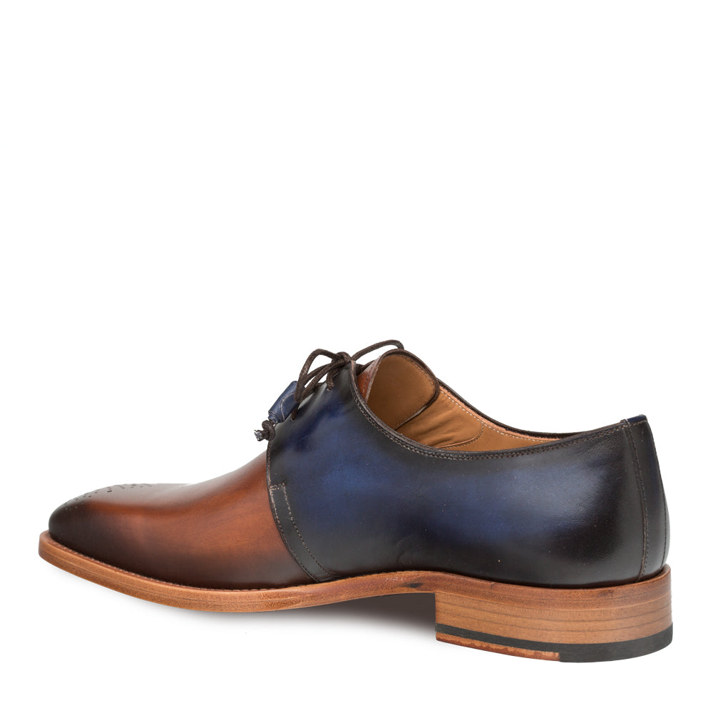 Mens Mezlan Montes Calfskin Two Tone Dress Shoe in Navy & Cognac - 8