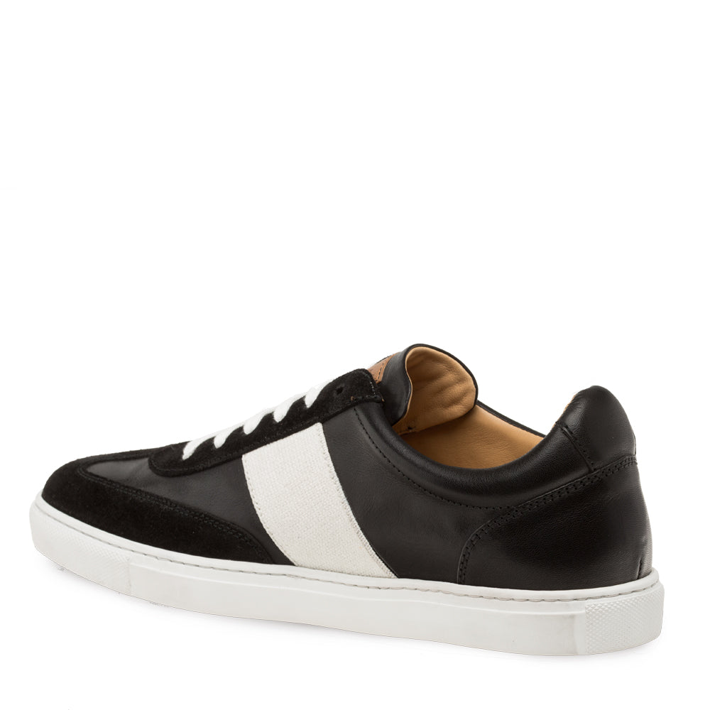 Mens Mezlan Wyatt Two Tone Calfskin & Suede Sneaker in Black & White - 8