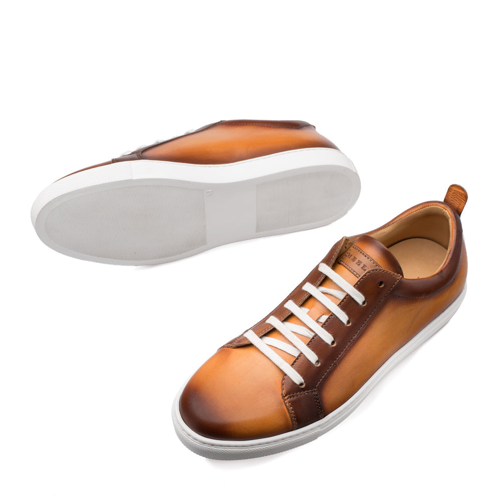 Mens Mezlan Artemis Classic Calfskin Tennis Shoe Sneaker in Honey - 8