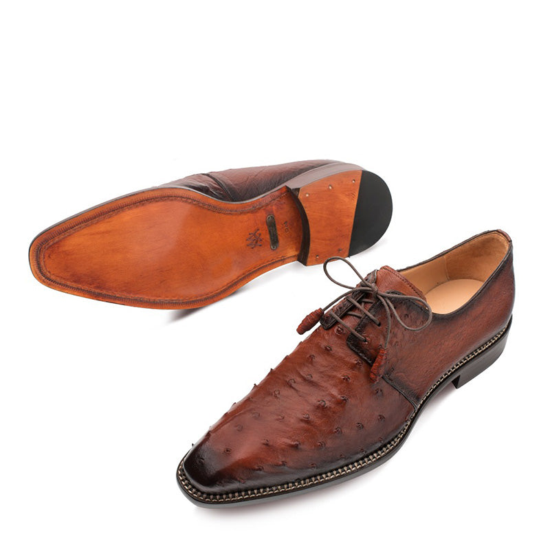 Mezlan Tillson Ostrich Plain Toe Blucher Brandy (4732-S) - Medium