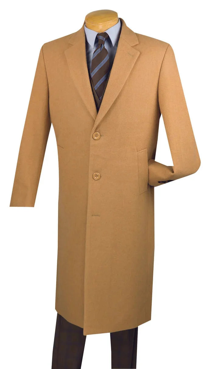 Milan Collection - Wool and Cashmere Regular Fit Dress Camel Top Coat