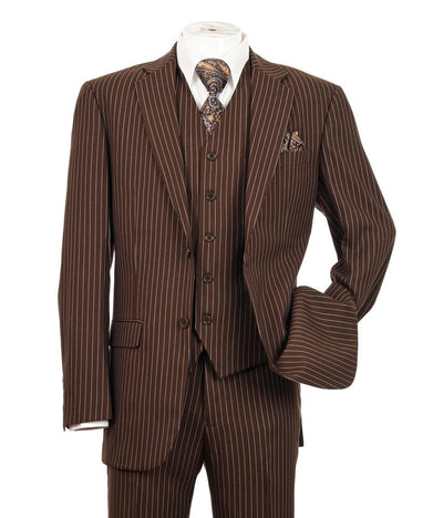 Harlem Nights Suits for Men - Milano 1920s Mens Brown Pinstripe 3 Piece Suit Regular Fit 5702V10