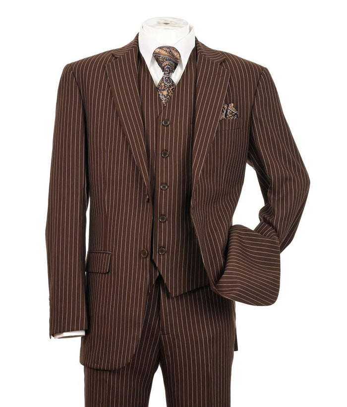 Harlem Nights Suits for Men - Milano 1920s Mens Brown Pinstripe 3 Piece Suit Regular Fit 5702V10