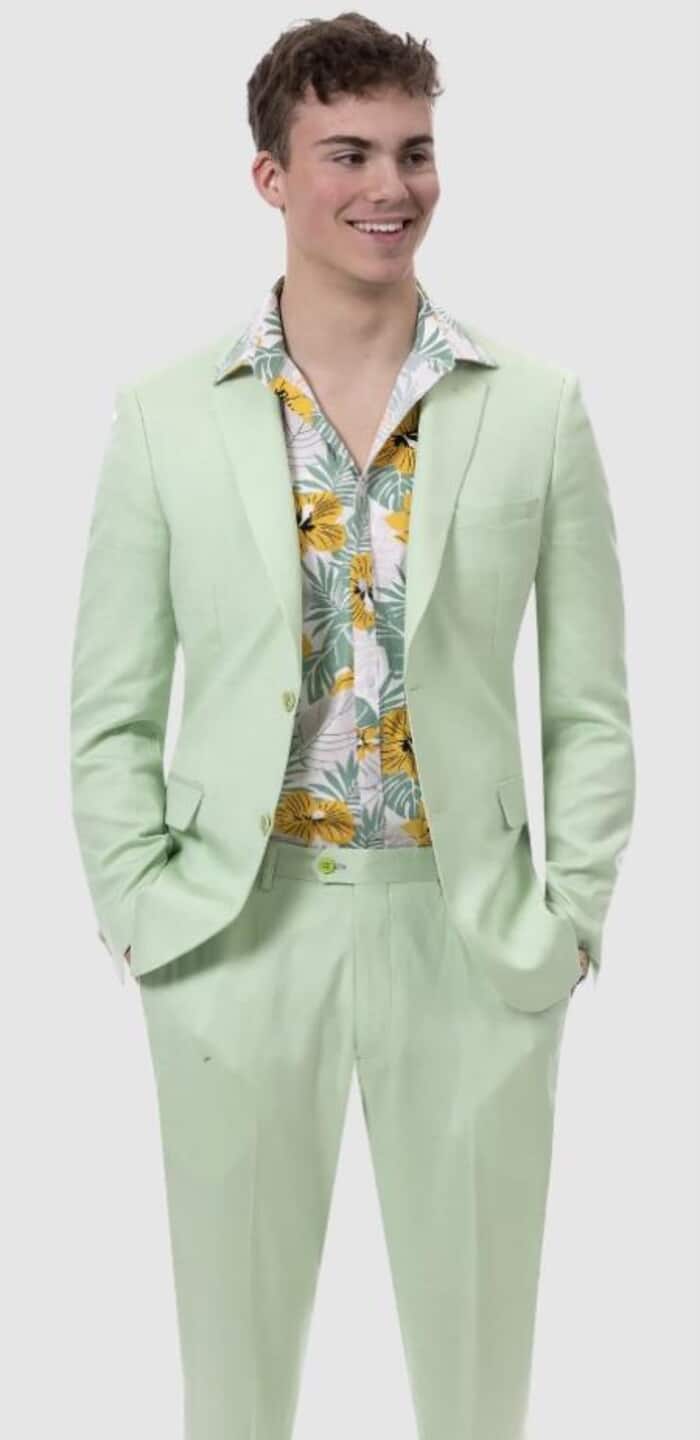 Mens Big and Tall Linen Suits - Mint Summer Fabric Suit