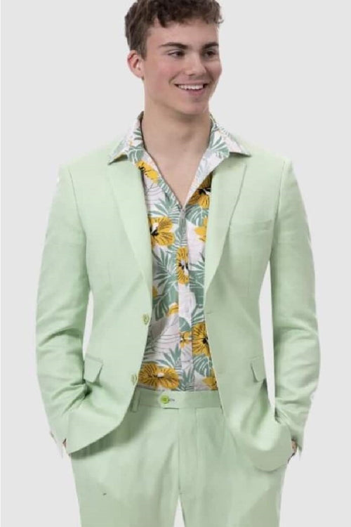 Mens Big and Tall Linen Suits - Mint Summer Fabric Suit