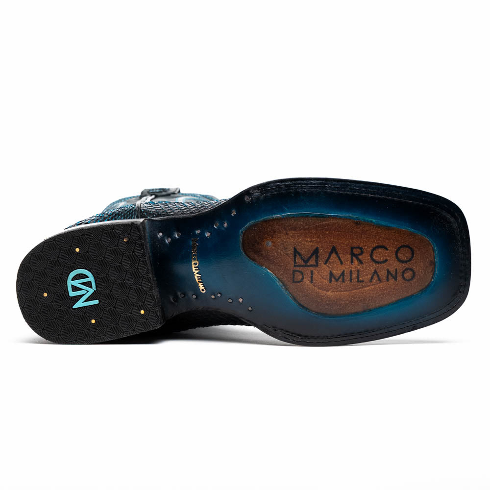 Marco Di Milano Missouri Black / Blue Python Square Toe Cowboy Boots - 7