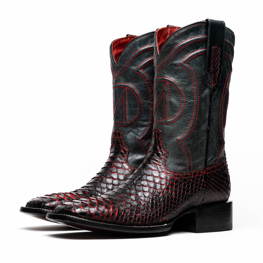 Marco Di Milano Missouri BlackCherry Python Square Toe Cowboy Boots - 7