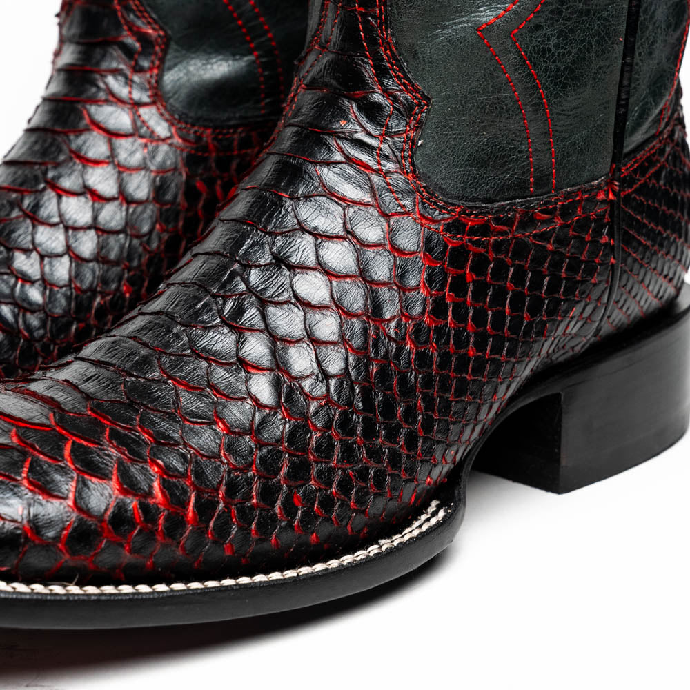 Marco Di Milano Missouri BlackCherry Python Square Toe Cowboy Boots - 7