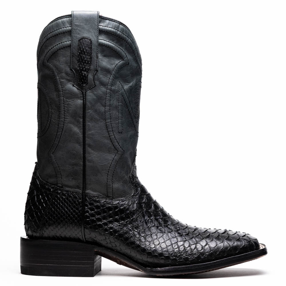 Marco Di Milano Missouri Black Python Square Toe Cowboy Boots - 7