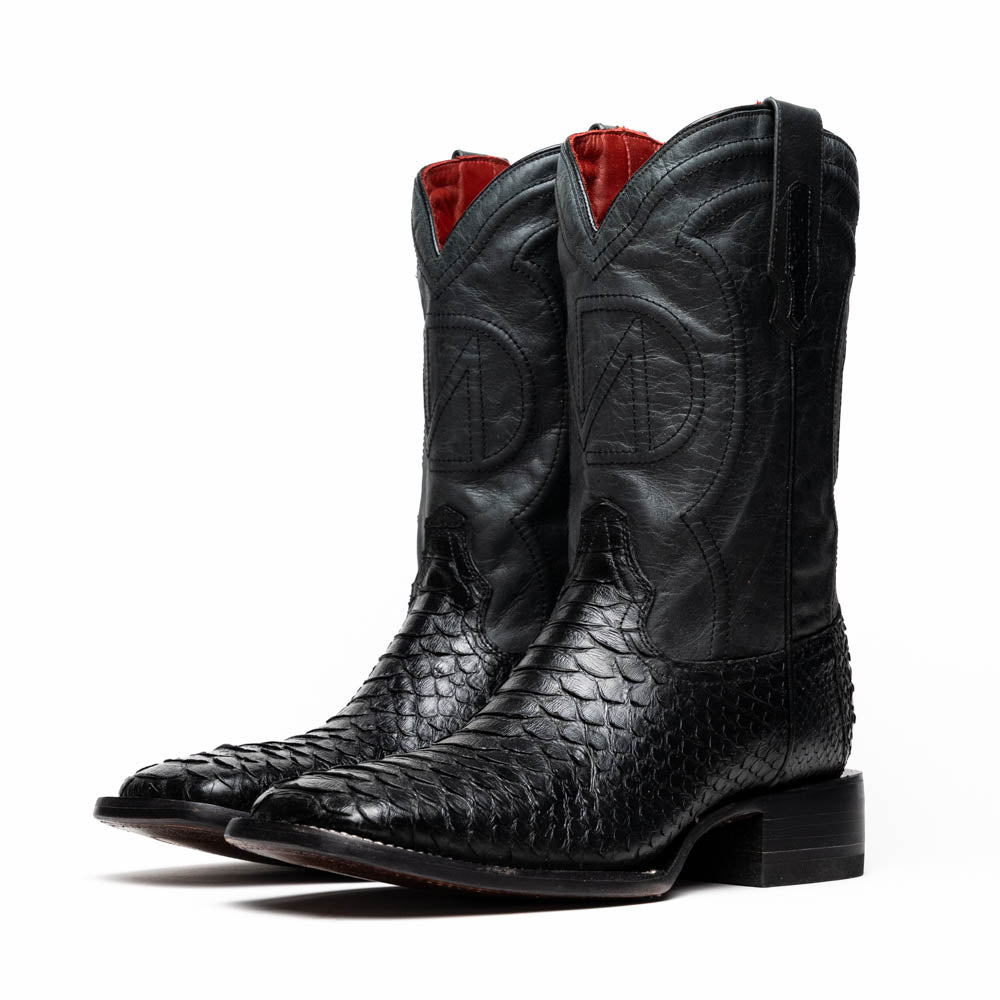 Marco Di Milano Missouri Black Python Square Toe Cowboy Boots - 7