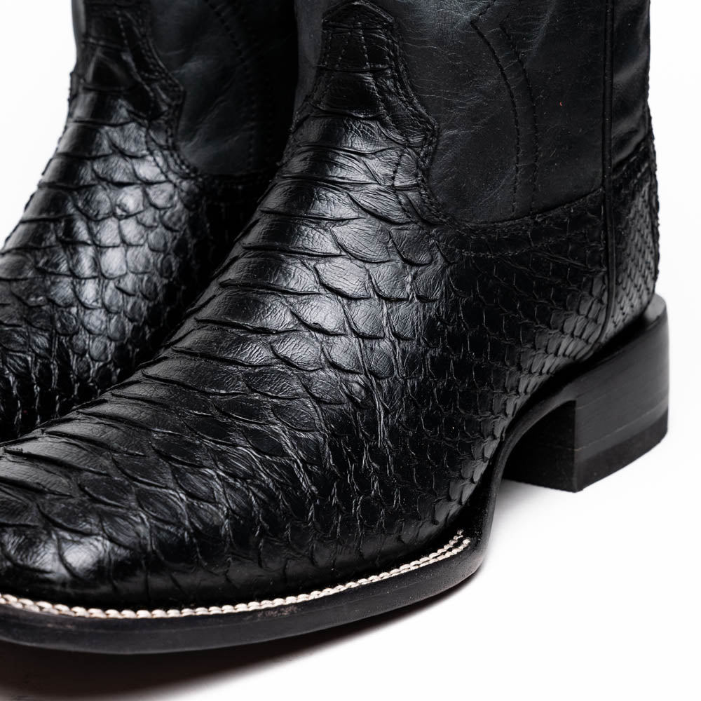 Marco Di Milano Missouri Black Python Square Toe Cowboy Boots - 7