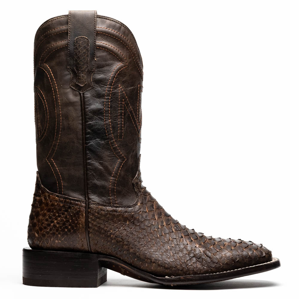 Marco Di Milano Missouri Brown Python Square Toe Cowboy Boots - 7