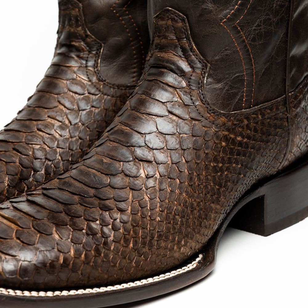 Marco Di Milano Missouri Brown Python Square Toe Cowboy Boots - 7