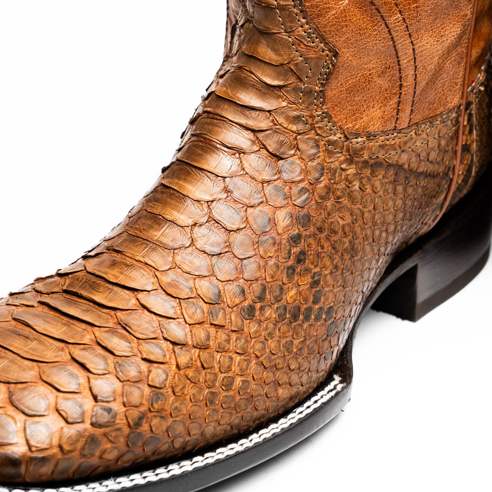 Marco Di Milano Missouri Cognac Python Square Toe Cowboy Boots - 7