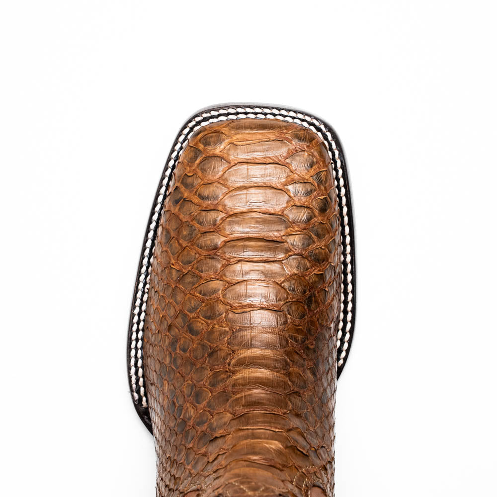 Marco Di Milano Missouri Cognac Python Square Toe Cowboy Boots - 7