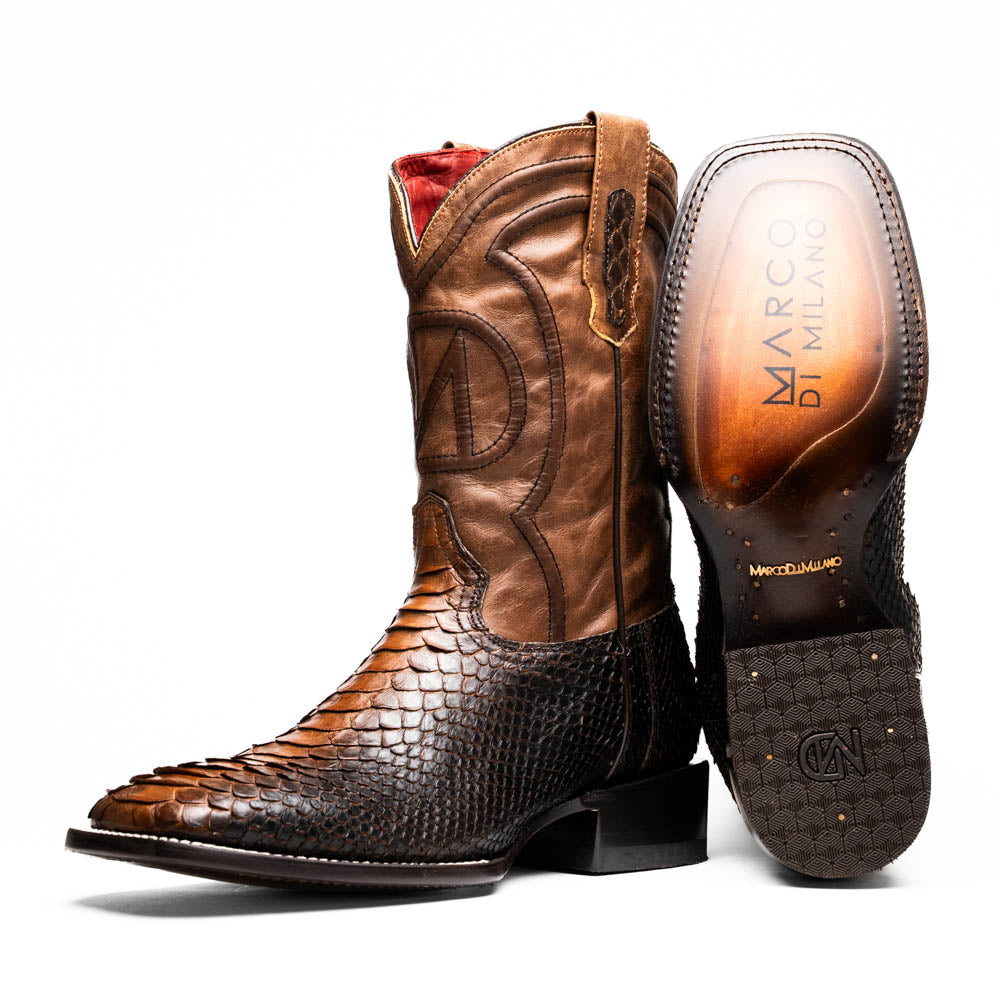 Marco Di Milano Missouri Lisboa Python Square Toe Cowboy Boots - 7