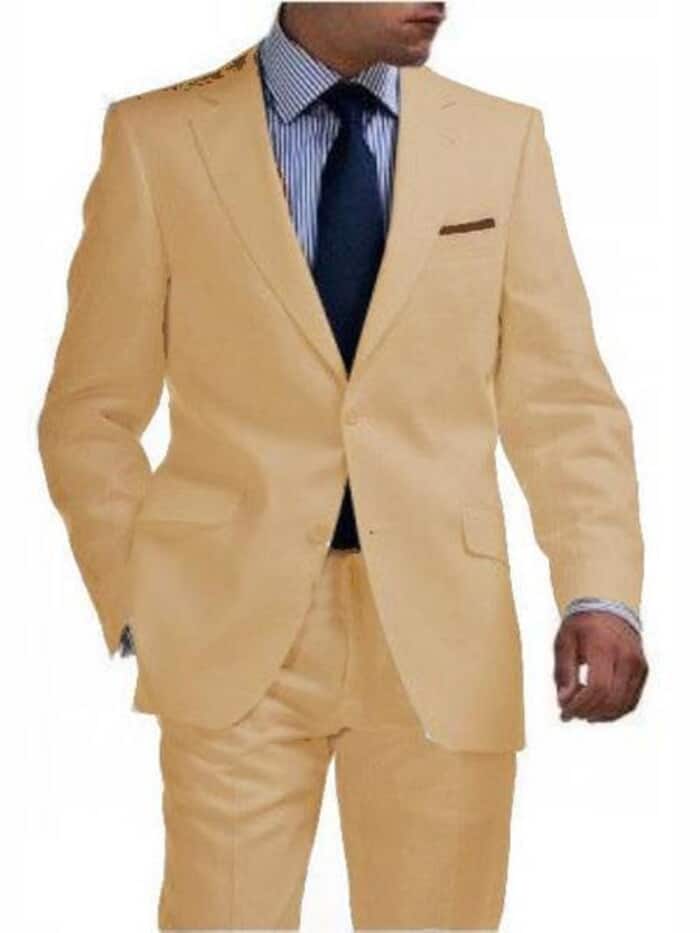 Dark Tan ~ Taupe ~ Khaki Big and Tall Linen Suit main image 0