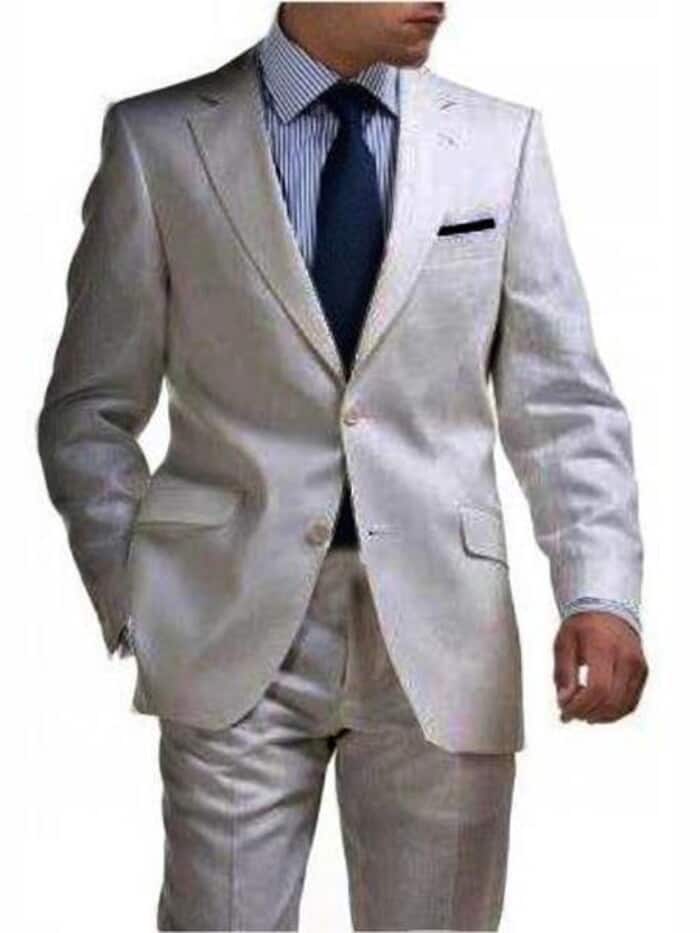 Mens Big and Tall Linen Suits - Silver Summer Fabric Suit