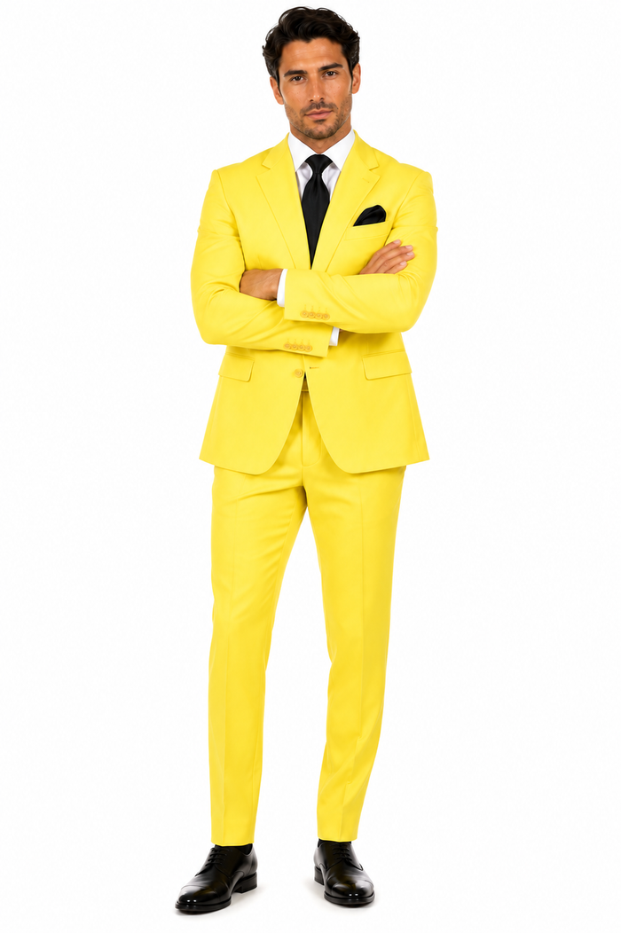 Mix and Match Suits Men's Two Button Yellow Suit Separate Any Size Jacket & Pants