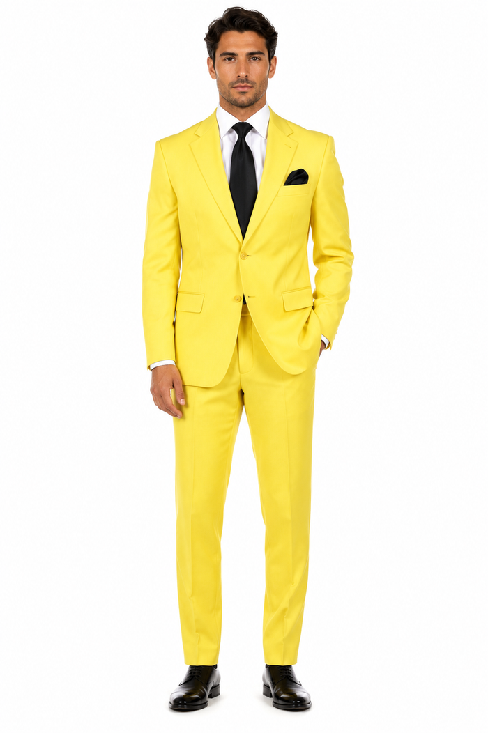 Mix and Match Suits Men's Two Button Yellow Suit Separate Any Size Jacket & Pants
