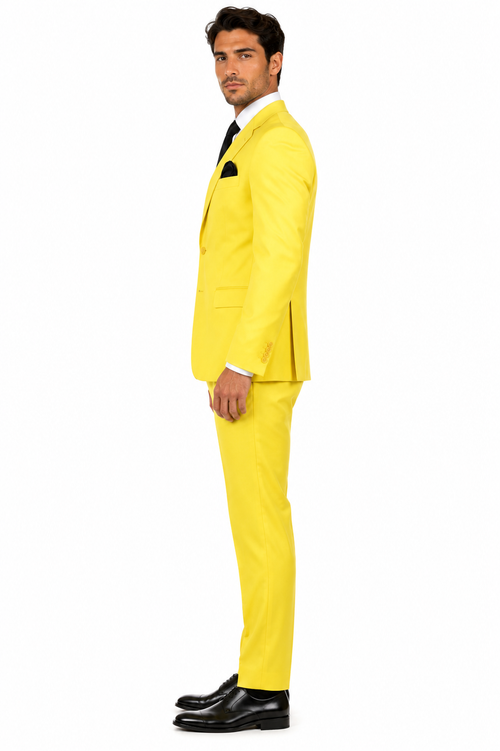 Mix and Match Suits Men's Two Button Yellow Suit Separate Any Size Jacket & Pants