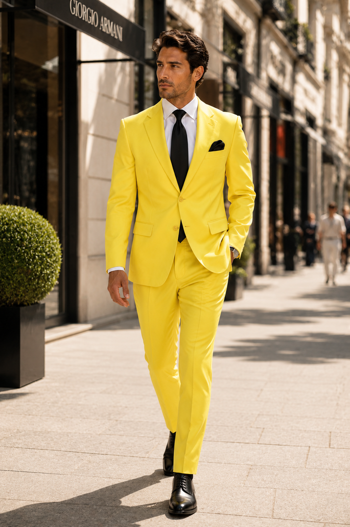 Mix and Match Suits Men's Two Button Yellow Suit Separate Any Size Jacket & Pants