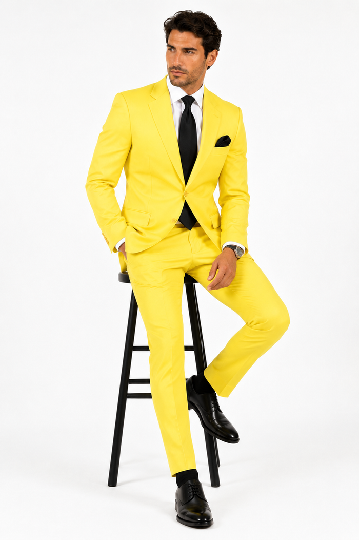 Mix and Match Suits Men's Two Button Yellow Suit Separate Any Size Jacket & Pants