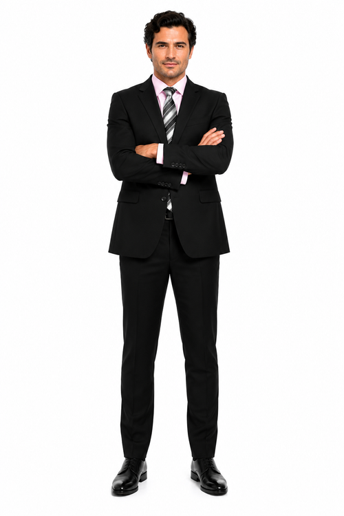 Mix and Match Suits Solid Black Quality Suit Separates, Total Comfort Any Size Jacket&Any Size Pants