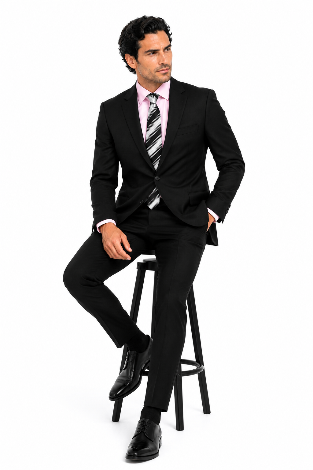 Mix and Match Suits Solid Black Quality Suit Separates, Total Comfort Any Size Jacket&Any Size Pants