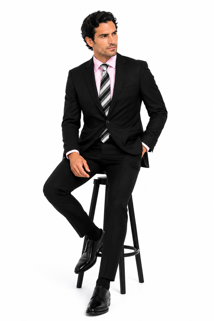 Mix and Match Suits Solid Black Quality Suit Separates, Total Comfort Any Size Jacket&Any Size Pants
