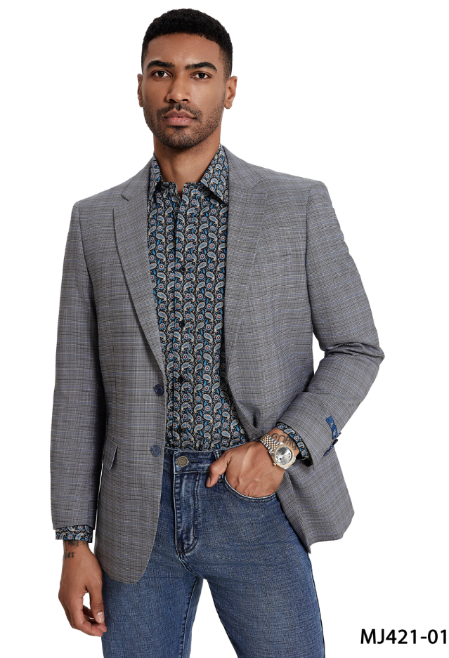 Zegarie Men's Slim Fit Fashion Sport Coat - Tattersall - Plaid Blazers - S