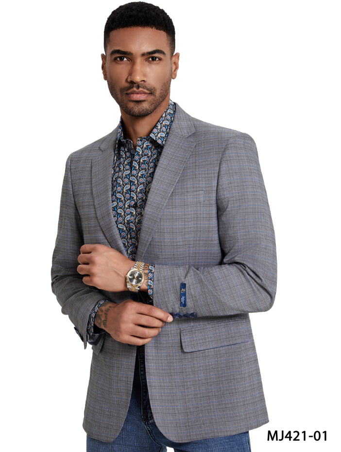 Zegarie Men's Slim Fit Fashion Sport Coat - Tattersall - Plaid Blazers - S
