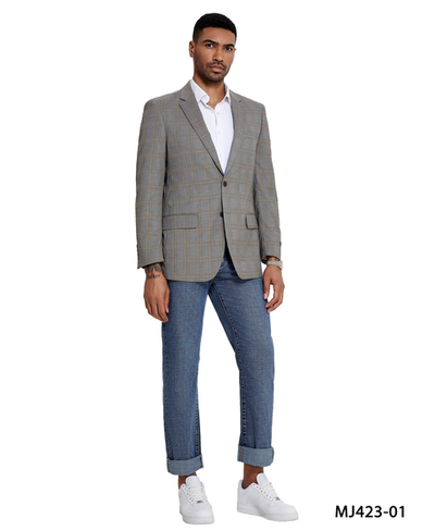 Zegarie Men's Classic Fashion Sport Coat - Glen Check - Plaid Blazers